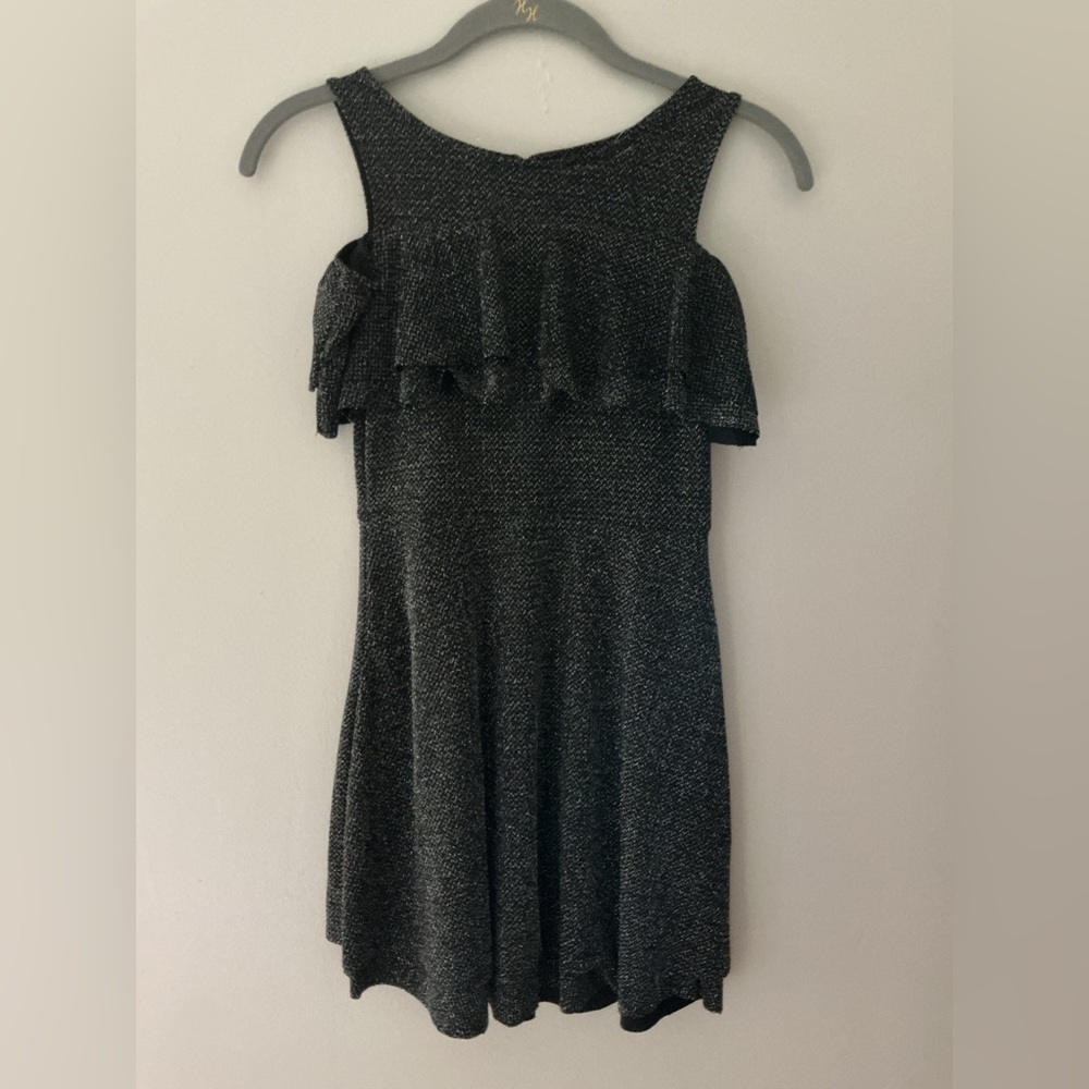Black & Silver Girls Cold Shoulder Skater Dress 🌻